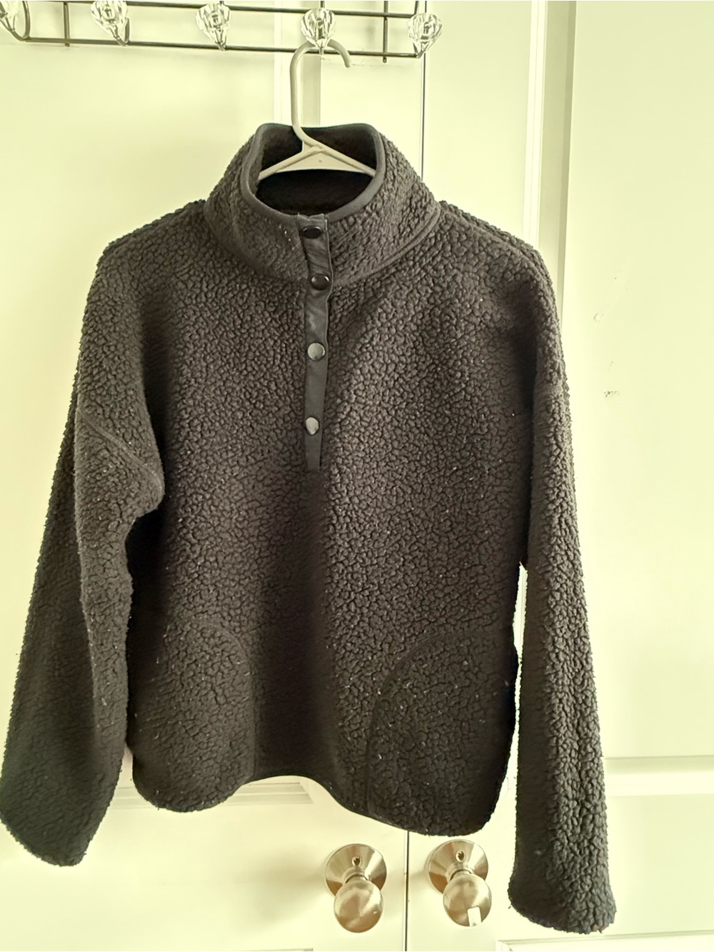 J. Crew Black Sherpa Zip-Front Jacket